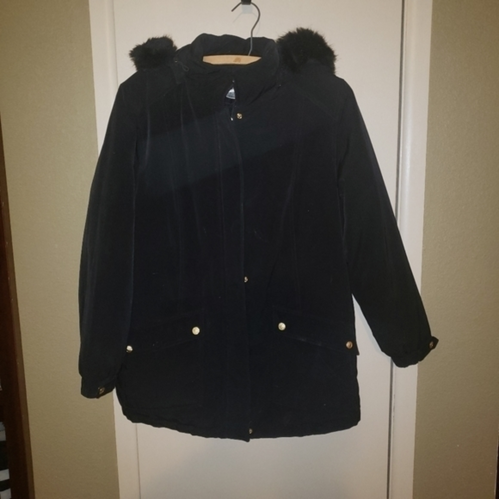 Ladies coat Talbots M‎ hooded faux fur